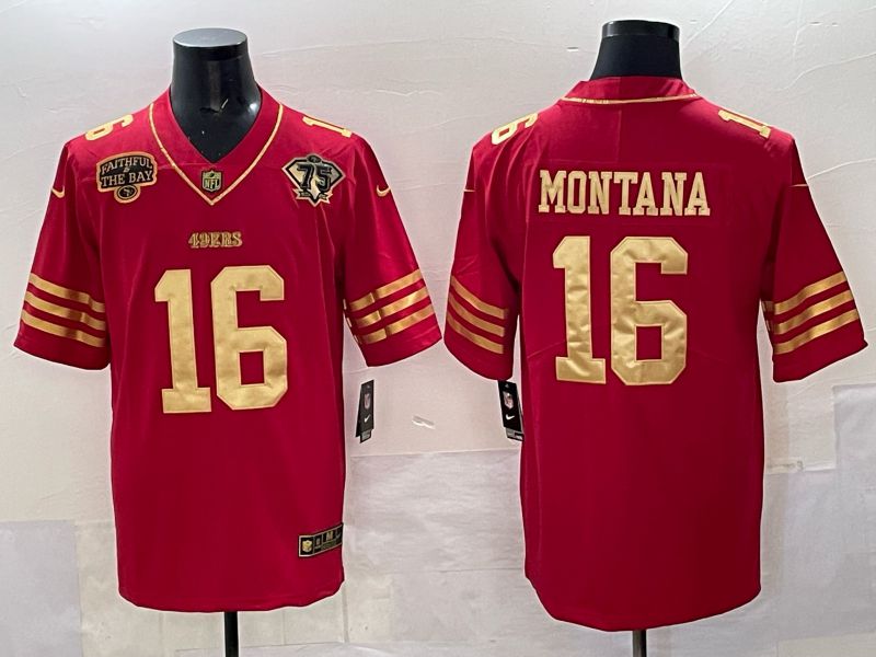 Men San Francisco 49ers #16 Montana Red 75th Nike Limited NFL 2025 Jersey style 06->san francisco 49ers->NFL Jersey